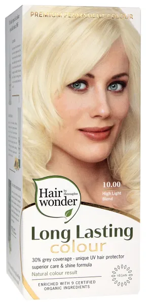 HAIRWONDER (spalva: labai šviesi blondinė 10.00) plaukų dažai ilgalaikiai su 9 ekologiškais augaliniais ekstraktais