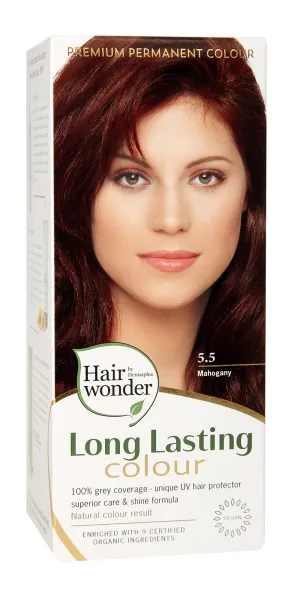 HAIRWONDER (spalva: raudonmedžio 5.5) plaukų dažai ilgalaikiai su 9 ekologiškais augaliniais ekstraktais
