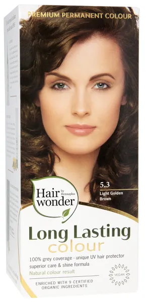HAIRWONDER (spalva: šviesi aukso ruda 5.3) plaukų dažai ilgalaikiai su 9 ekologiškais augaliniais ekstraktais