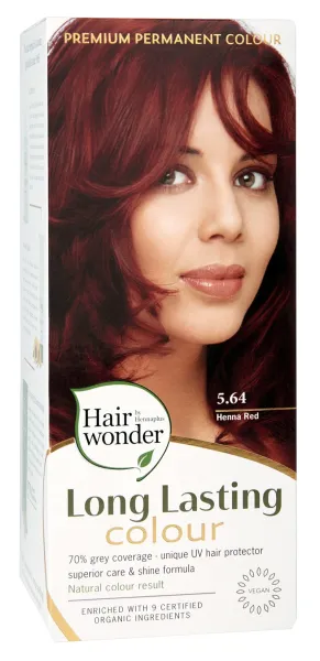 HAIRWONDER (spalva: henna raudona 5.64) plaukų dažai ilgalaikiai su 9 ekologiškais augaliniais ekstraktais