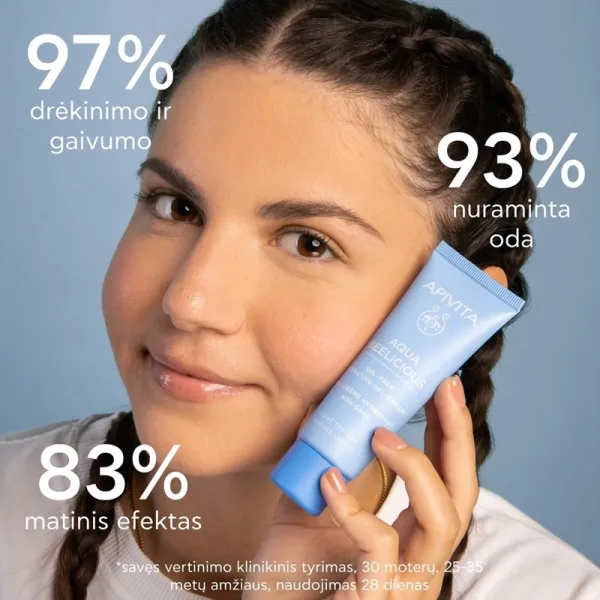 APIVITA AQUA BEELICIOUS OIL - FREE veido gelis - kremas mišriai/riebiai odai 40ml
