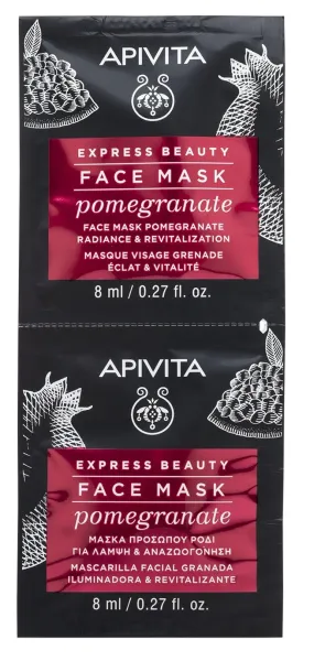 APIVITA EXPRESS BEAUTY kaukė veido su granatais gaivinamoji 8ml N2