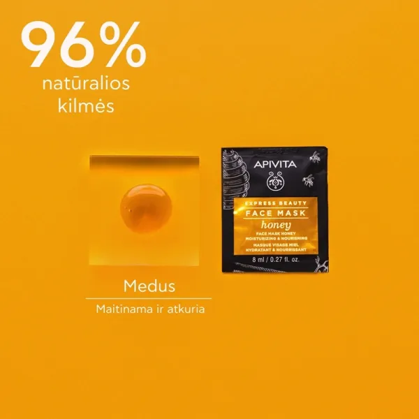 APIVITA EXPRESS BEAUTY kaukė veido su medumi drėkinamoji 8ml N2