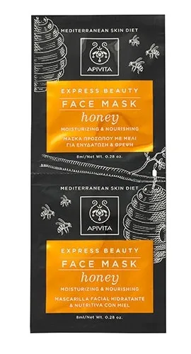 APIVITA EXPRESS BEAUTY kaukė veido su medumi drėkinamoji 8ml N2