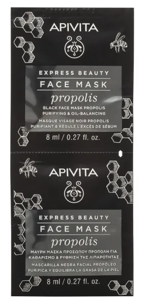 APIVITA EXPRESS BEAUTY kaukė veido su propoliu riebiai odai 8ml N2