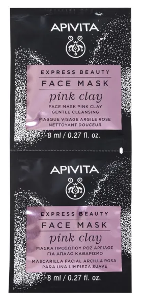 APIVITA EXPRESS BEAUTY kaukė veido su rausvuoju moliu šveliai valanti 8ml N2