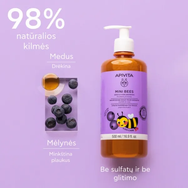 APIVITA Kids šampūnas Blueberry & Honey 500ml