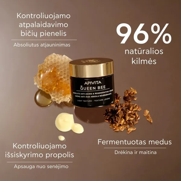 APIVITA QUEEN BEE LIGHT veido kremas normaliai/mišriai odai 50ml