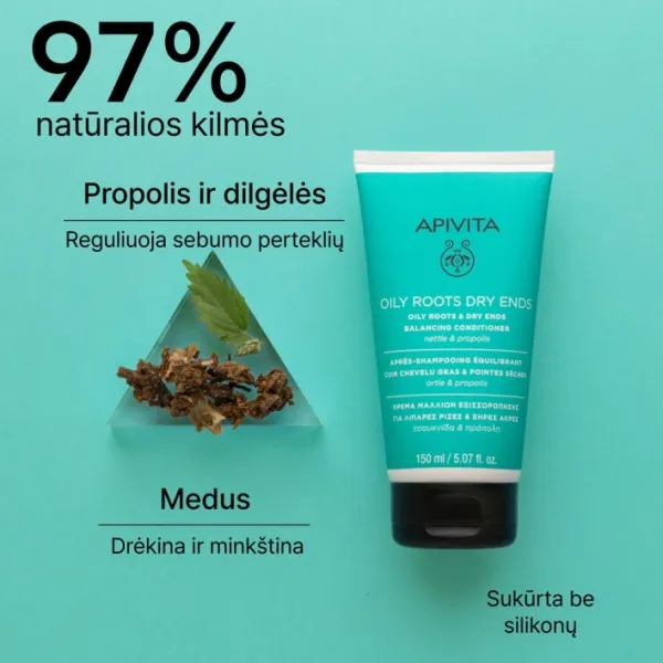 APIVITA kondicionierius riebios šaknys - sausi galiukai 150ml