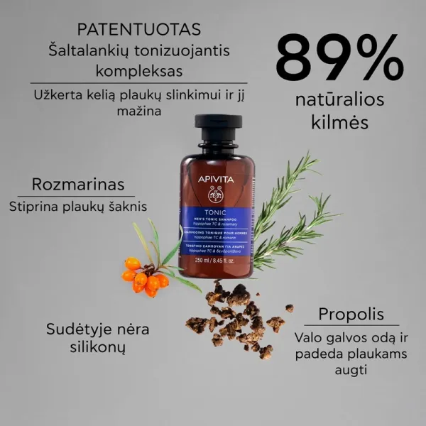 APIVITA šampūnas vyrams tonizuojamasis 250ml