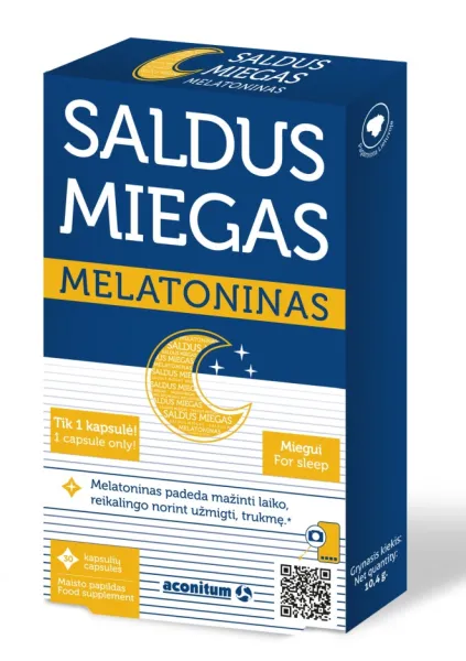 Maisto papildas ACONITUM Saldus miegas Melatoninas 1mg kapsulės N30
