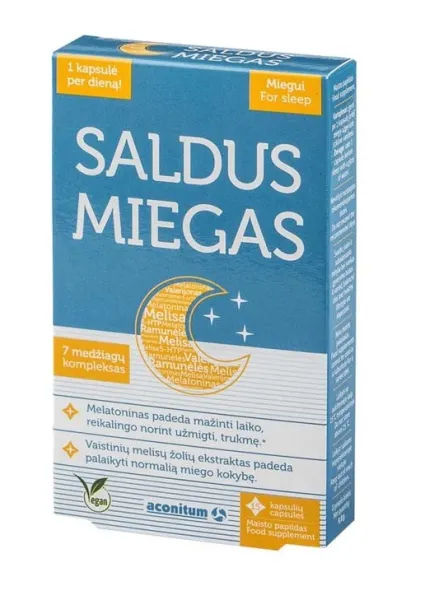 Maisto papildas ACONITUM Saldus miegas kapsulės N15