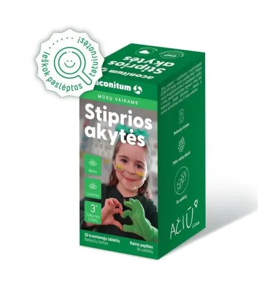 Maisto papildas vaikams ACONITUM Stiprios akytės kramtomos tabletės N30