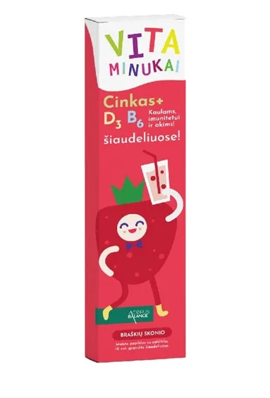 Maisto papildas Acorus Balance Vitaminukai šiaudeliuose braškių skonio N10