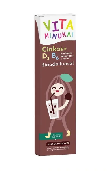 Maisto papildas Acorus Balance Vitaminukai šiaudeliuose šokolado skonio N10