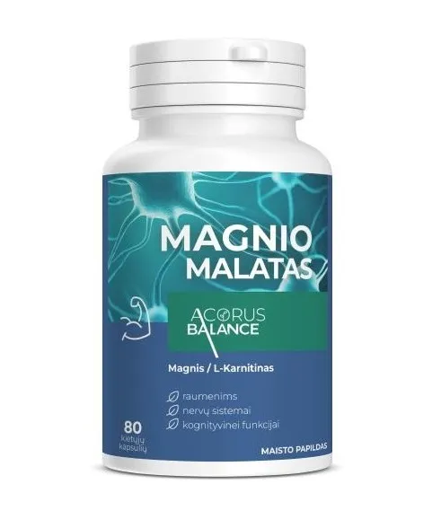 Maisto papildas Acorus Balance Magnio malatas kapsulės N80