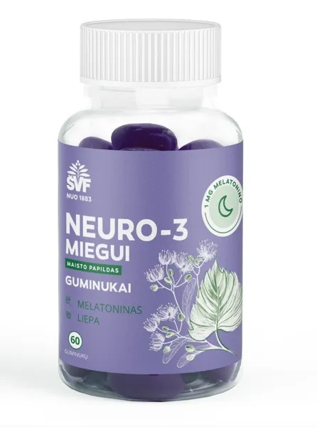 Maisto papildas ŠVF Neuro - 3 miegui guminukai su melatoninu 25g N60