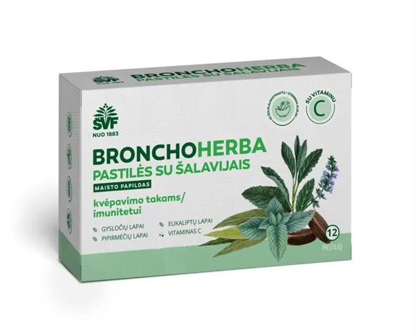 Maisto papildas ŠVF Bronchoherba pastilės su šalavijais N12