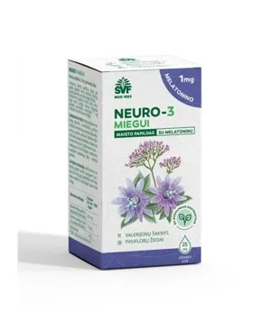 Maisto papildas ŠVF Neuro - 3 miegui geriamieji lašai su melatoninu 25ml