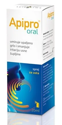 APIPRO oral burnos purškalas gerklei 20ml