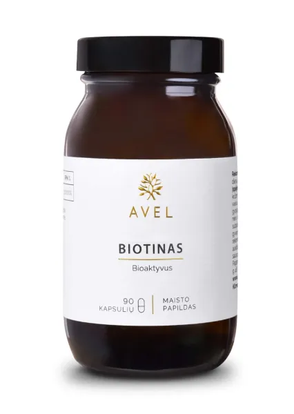 Maisto papildas AVEL BIOTINAS bioaktyvus kapsulės N90