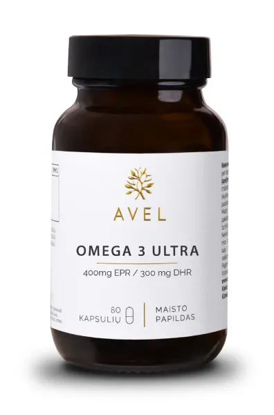 Maisto papildas AVEL OMEGA 3 ULTRA 400mg EPR/ 300mg DHR kapsulės N80