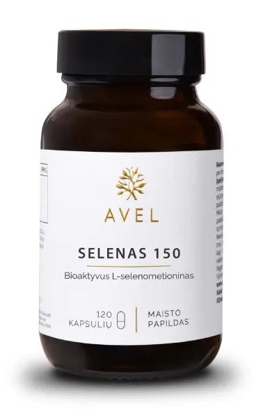 Maisto papildas AVEL SELENAS 150 bioaktyvus L-selenometioninas kapsulės N120