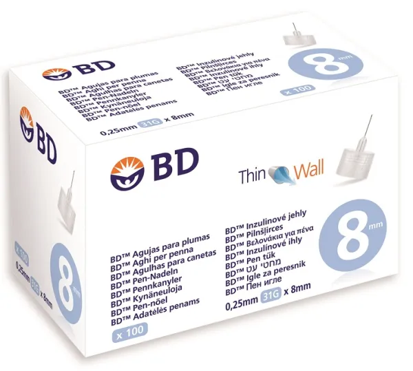 Adatos insulino injektoriams 31G BD Pen  0,25x8mm N100