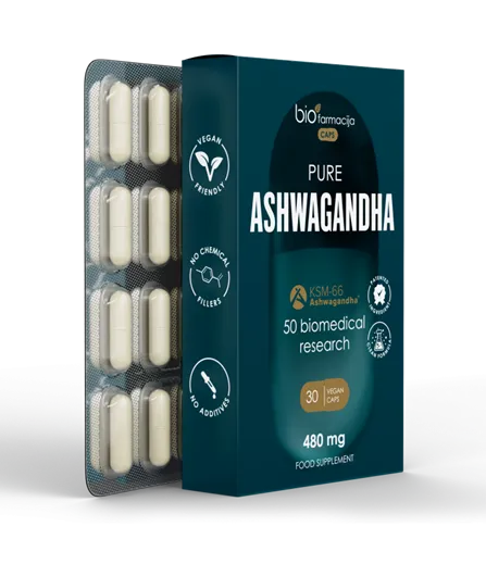 Maisto papildas Biofarmacija CAPS PURE ASHWAGANDHA 480mg kapsulės N30