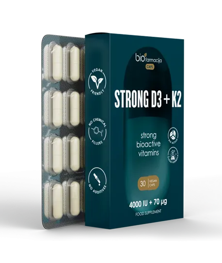 Maisto papildas Biofarmacija CAPS STRONG D3+K2 4000IU + 70mcg kapsulės N30