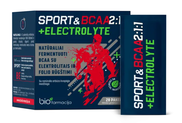 Maisto papildas SPORT&BCAA 2:1:1 + ELECTROLYTE 5.5g milteliai pakeliuose N28