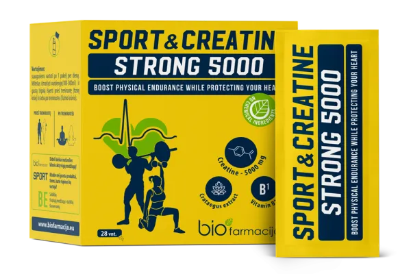 Maisto papildas SPORT&CREATINE STRONG 5000 5.05g milteliai pakeliuose N28