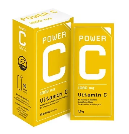 Maisto papildas POWER C 1000mg milteliai pakeliuose N10