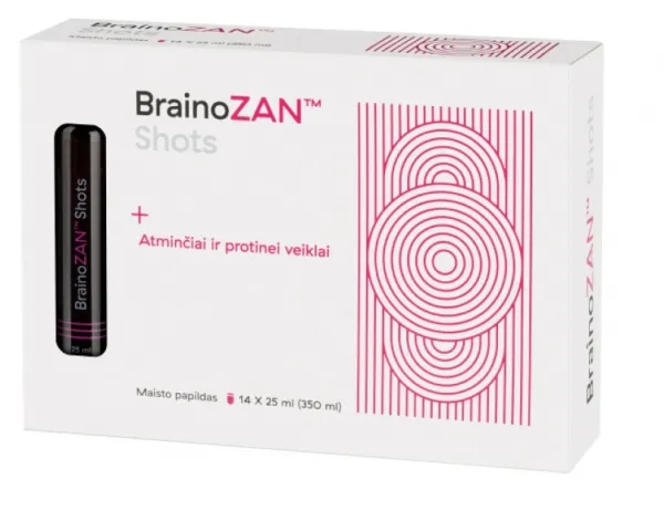 Maisto papildas atminčiai ir protinei veiklai BrainoZAN Shots 14x25ml