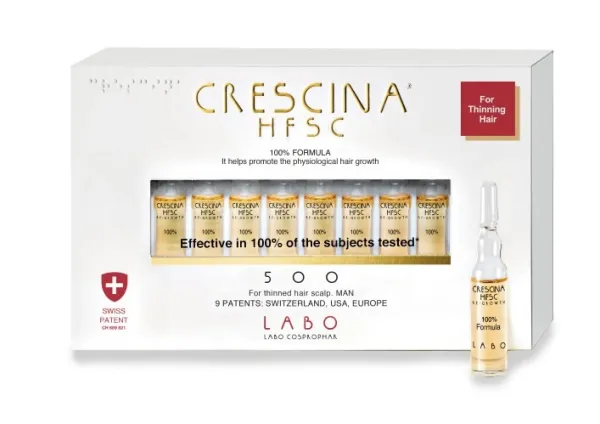 CRESCINA RE-GROWTH HFSC 500 plaukų augimą skatinančios ampulės VYRAMS 10 vnt