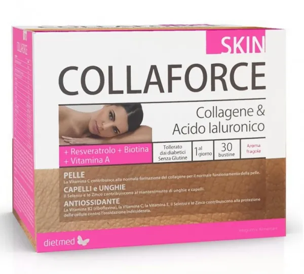 Maisto papildas DIETMED COLLAFORCE SKIN fermentiškai hidrolizuotas kolagenas odai miletliai pakeliuose N30