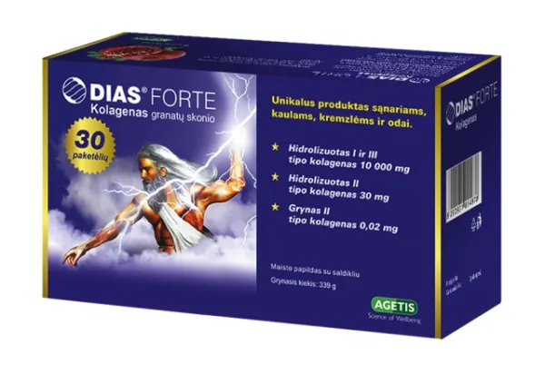 DIAS FORTE tirpus kolagenas (granatų skonio) 30 pak