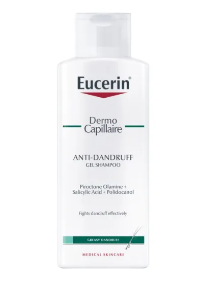 EUCERIN DermoCapillaire gelinis šampūnas nuo pleiskanų riebiai galvos odai 250ml