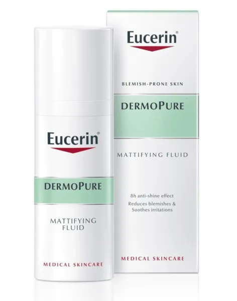 EUCERIN DermoPure matinį efektą suteikiantis fluidas į aknę linkusiai odai 50ml