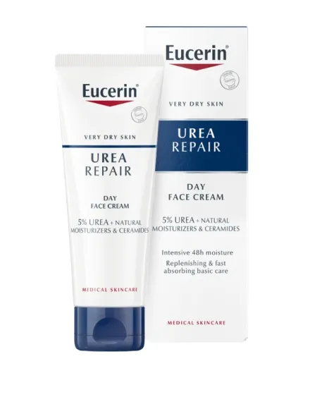 EUCERIN UreaRepair veido kremas sausai odai su 5% šlapalo 50ml