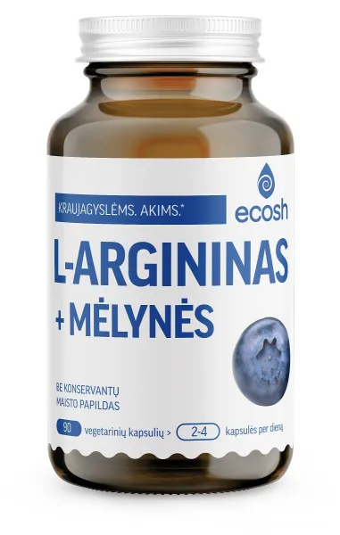 Maisto papildas ECOSH L-argininas su mėlynėmis N90