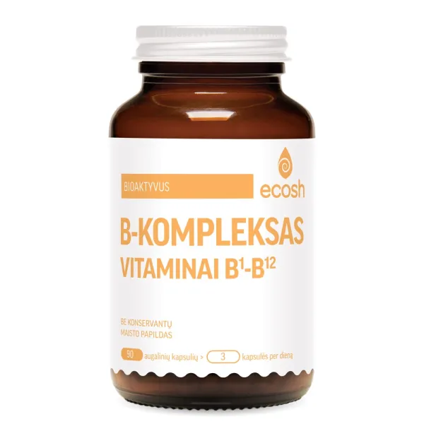Maisto papildas ECOSH bioaktyvus vitaminų B1-B12 kompleksas N60