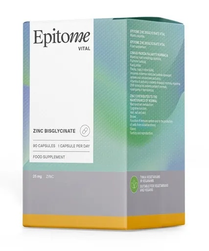 Maisto papildas EPITOME Vital Zinc Bisglycinate kapsulės N90