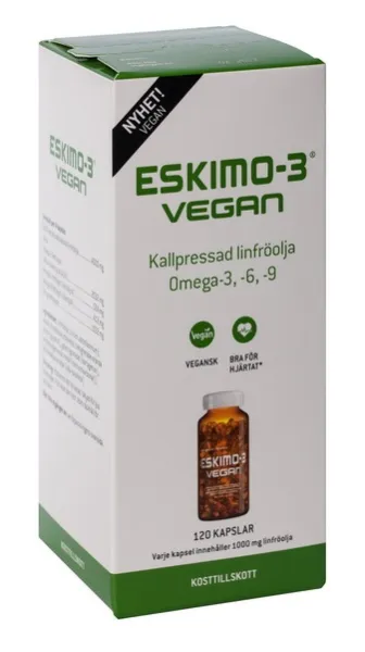 Maisto papildas ESKIMO-3 VEGAN linų sėmenų aliejus su OMEGA-3, 6 ir 9 rūgštimis N120