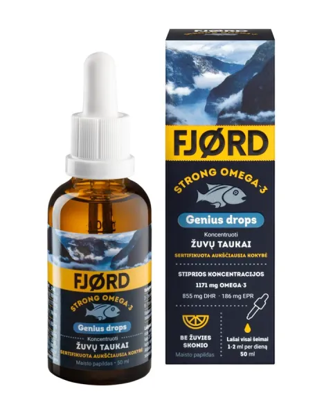 Maisto papildas FJORD STRONG OMEGA-3 Genius Drops 50ml