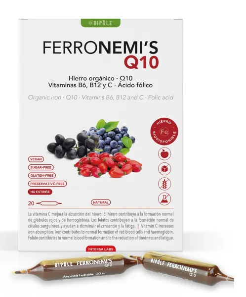 Maisto papildas su saldikliu FERRONEMI‘S su CoQ10 20x10ml