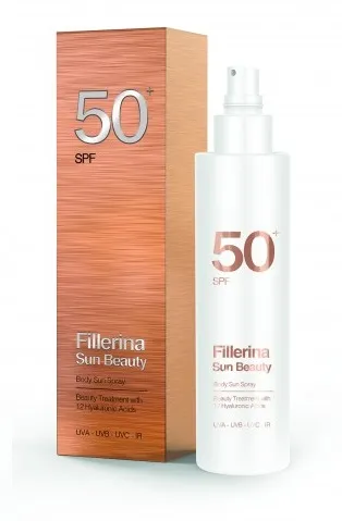 FILLERINA Sun Beauty kūno purškiamas kremas nuo saulės – SPF 50+ su Fillerina® 12 hialurono rūgščių molekulėmis 200ml