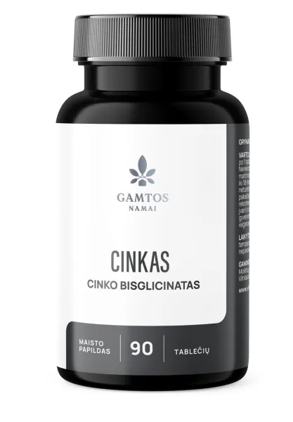 Maisto papildas GAMTOS NAMAI Biologiškai aktyvus cinko bisglicinatas tabletės N90