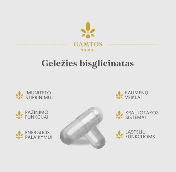 Maisto papildas GAMTOS NAMAI Geležies bisglicinatas kapsulės N60