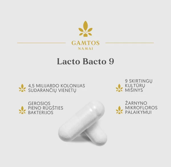 Maisto papildas GAMTOS NAMAI Lacto Bacto 9 kapsulės N30